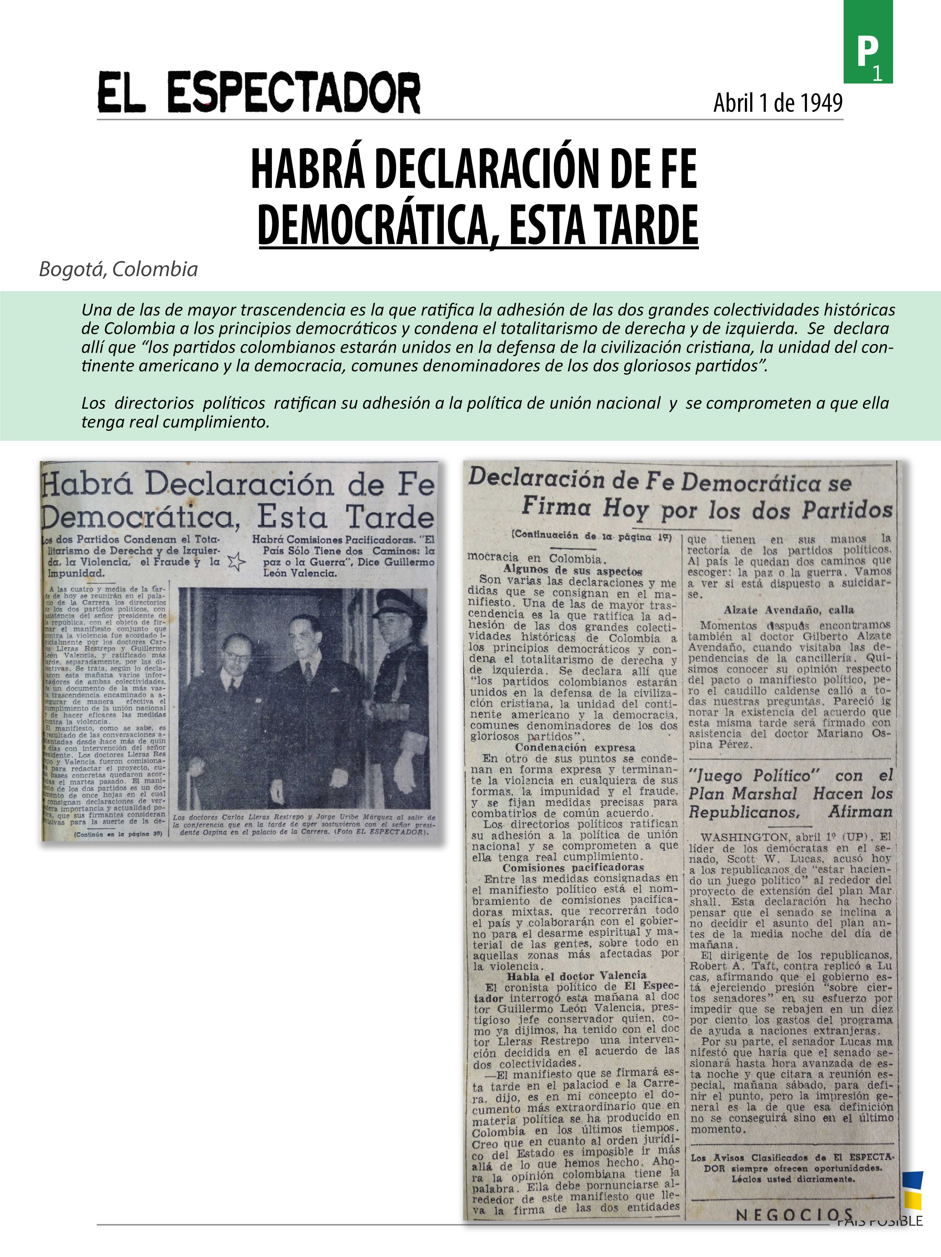 El Espectador, abril 1 de 1949