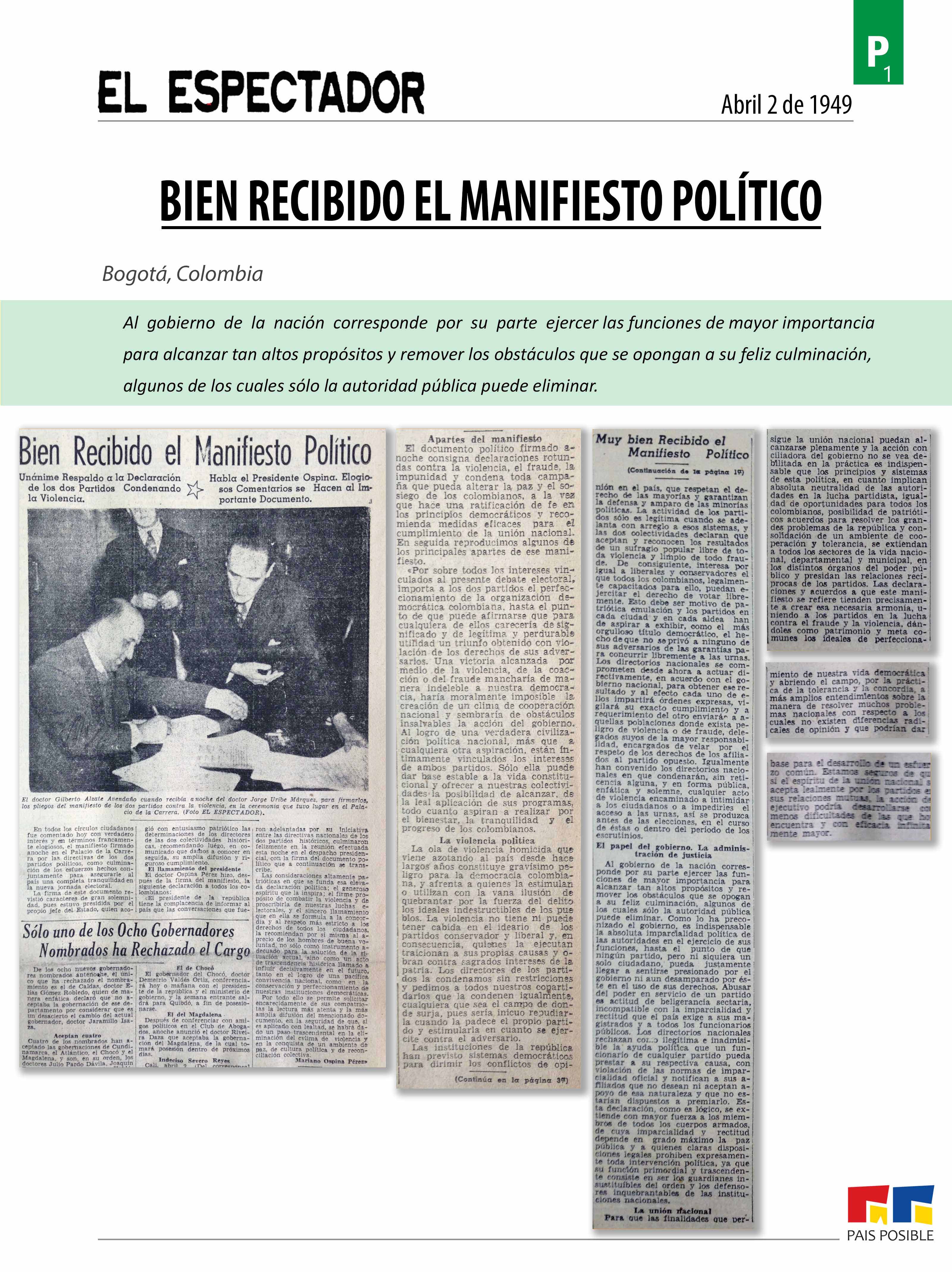 El Espectador, abril 2 de 1949