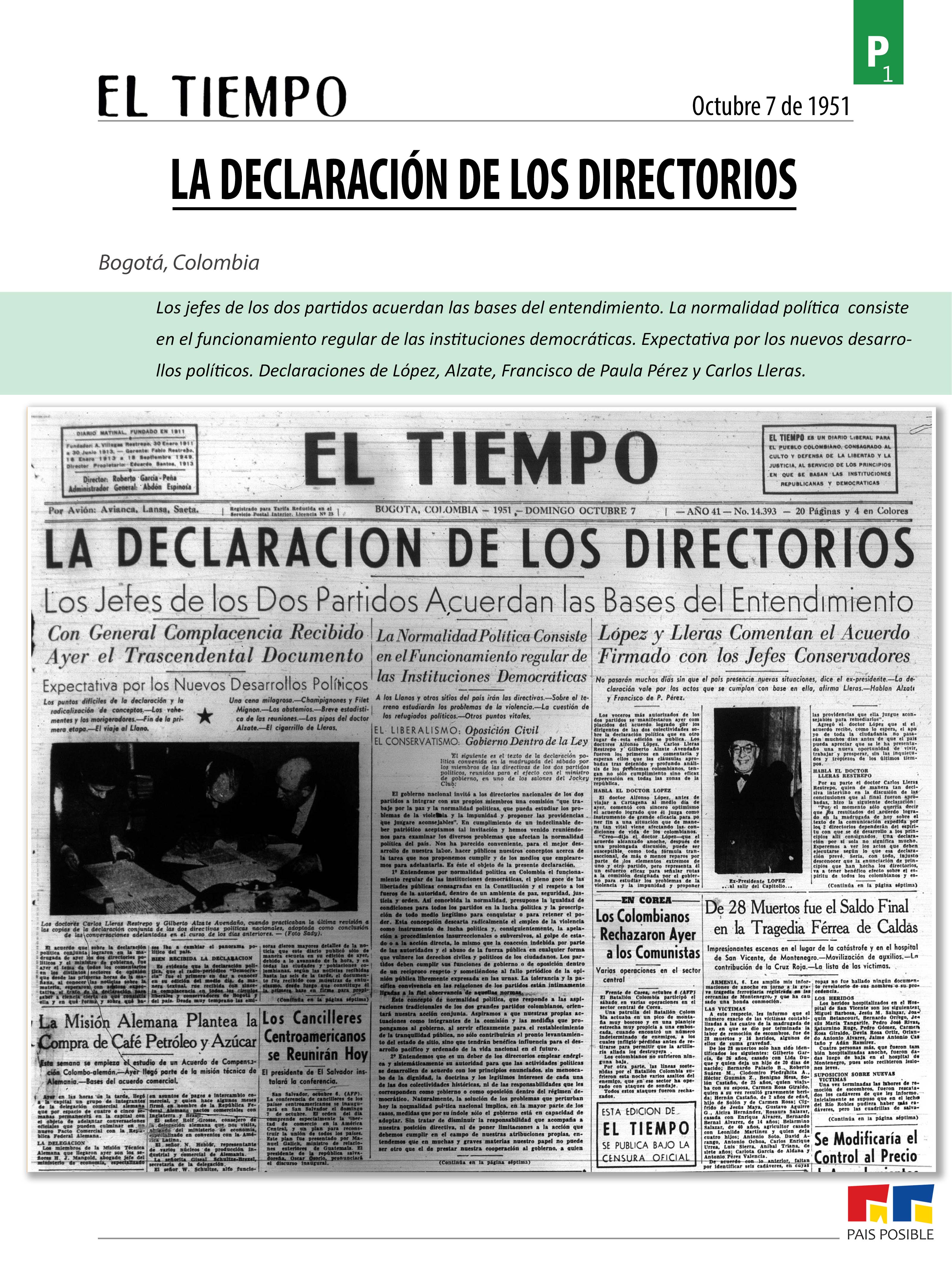 El Tiempo, octubre 7 de 1951