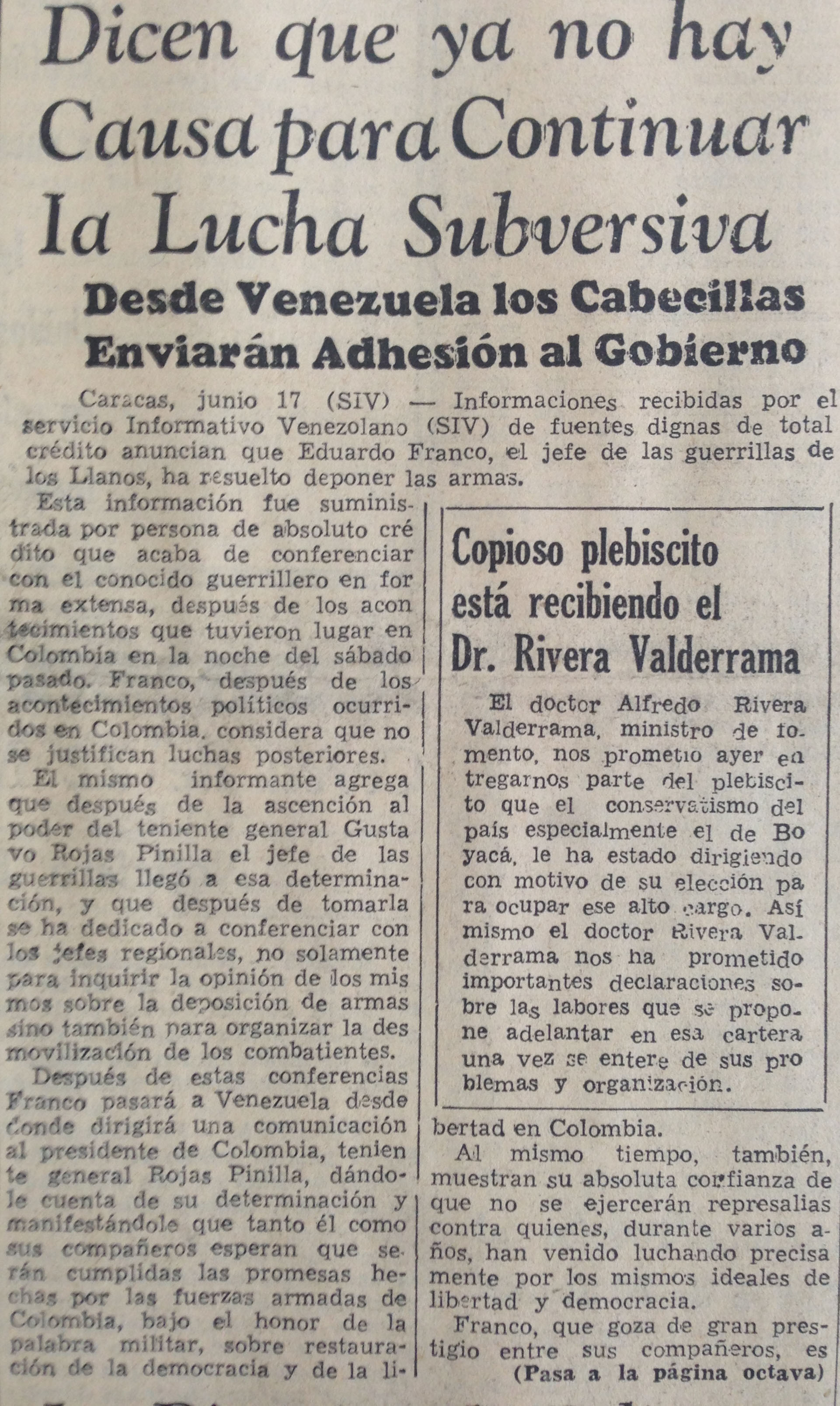 Diario de Colombia, junio 18-1953