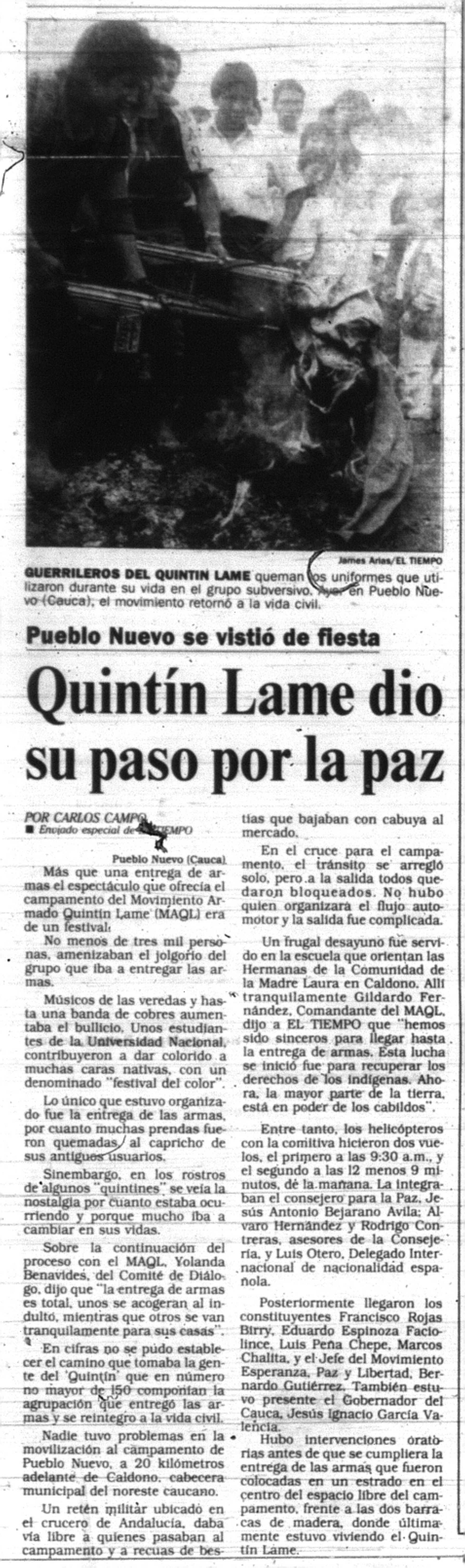 El Tiempo, junio 1 de 1991