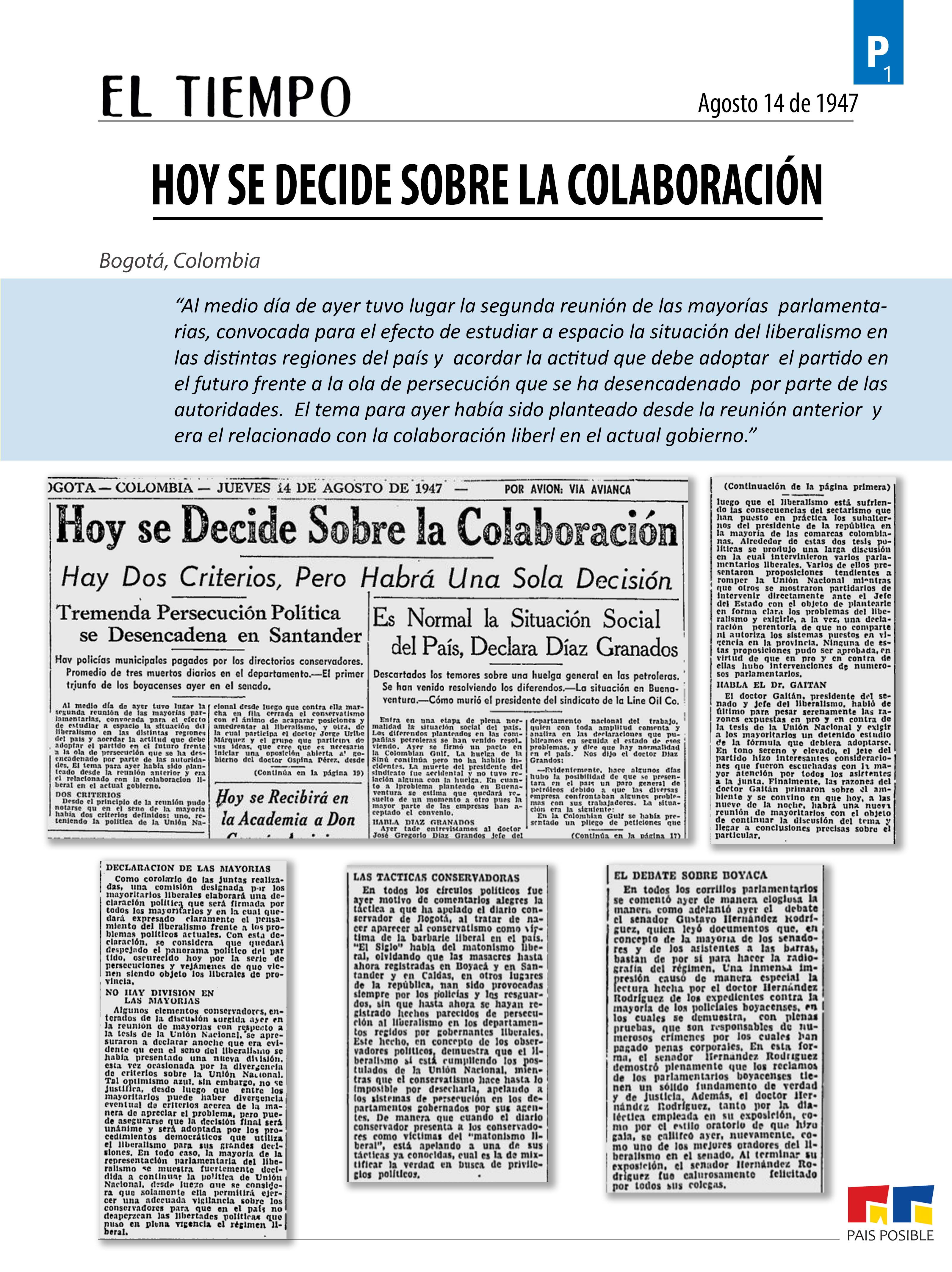 El Tiempo, agosto 14 de 1947
