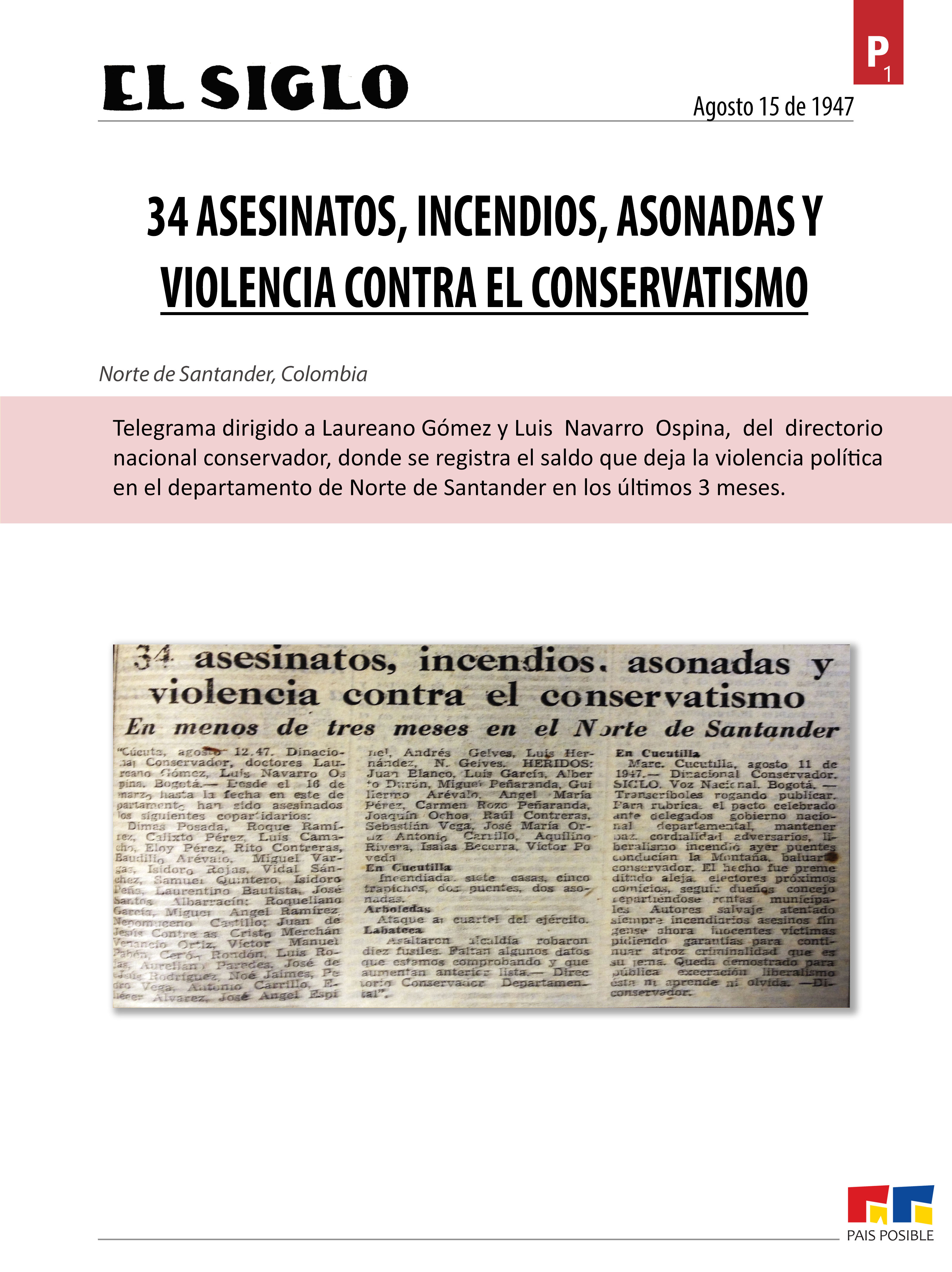 El Siglo, agosto 15 de 1947